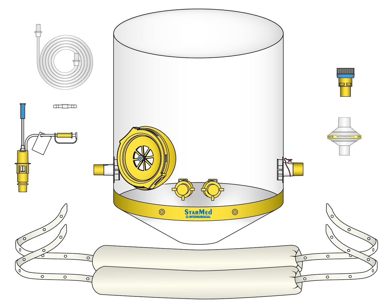 CaStar R helm set voor CPAP met venturi flow driver en PEEP klep, extra extra groot ≥50cm halsomtrek