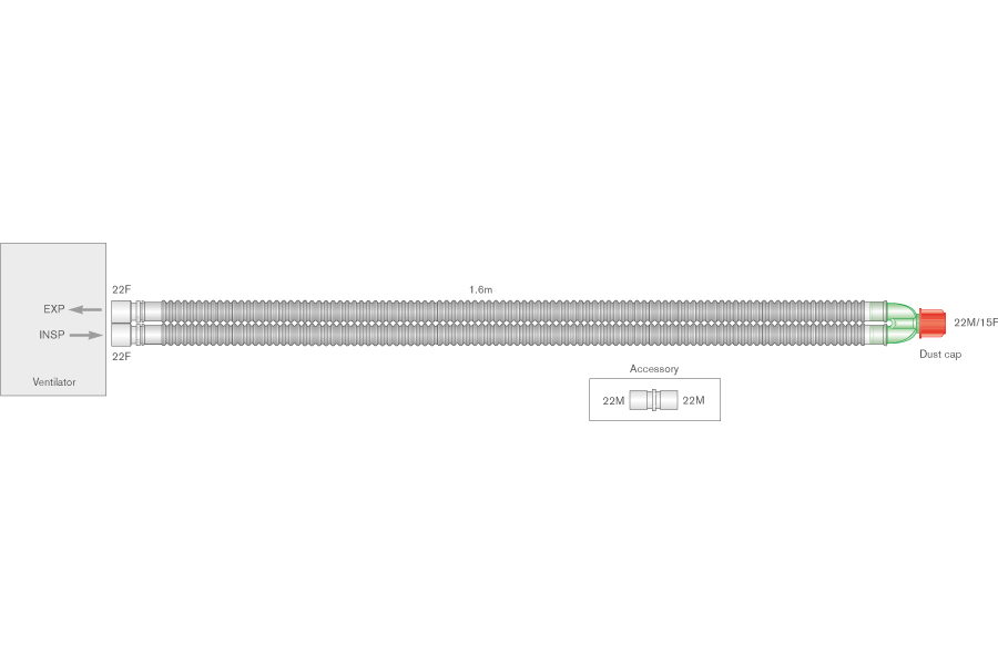 22mm Flextube™ beademingssysteem, ≥1.6m