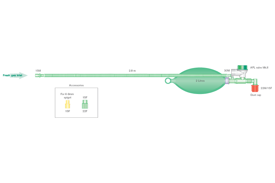 Mapleson C beademingssysteem voor volwassenen, ≥2.8m met 2.0L ballon