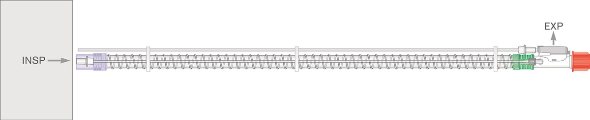 22mm Smoothbore beademingssysteem, 1.6m met uitademingspoort