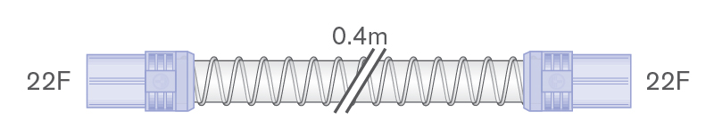 22mm Smoothbore slang met flexibele connectoren, 0.4m